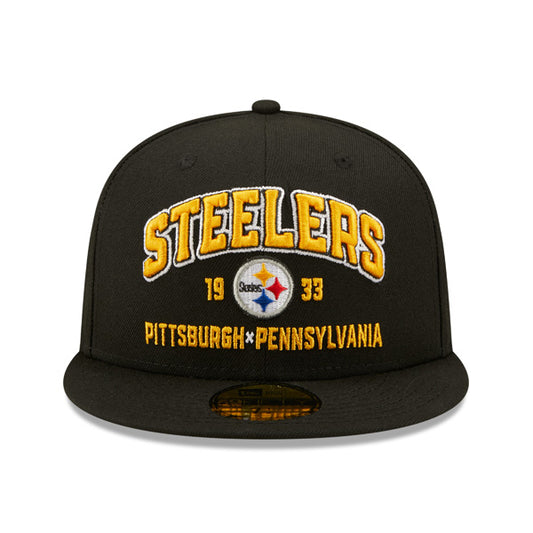 Pittsburgh Steelers New Era STACKED Fitted 59Fifty NFL Hat - Black/Yellow