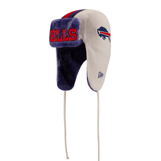 Buffalo Bills New Era NFL Helmet Head Trapper Knit Hat - White/Royal/Red