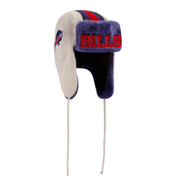 Buffalo Bills New Era NFL Helmet Head Trapper Knit Hat - White/Royal/Red