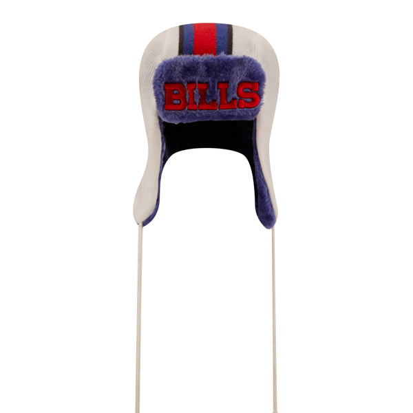 Buffalo Bills New Era NFL Helmet Head Trapper Knit Hat - White/Royal/Red