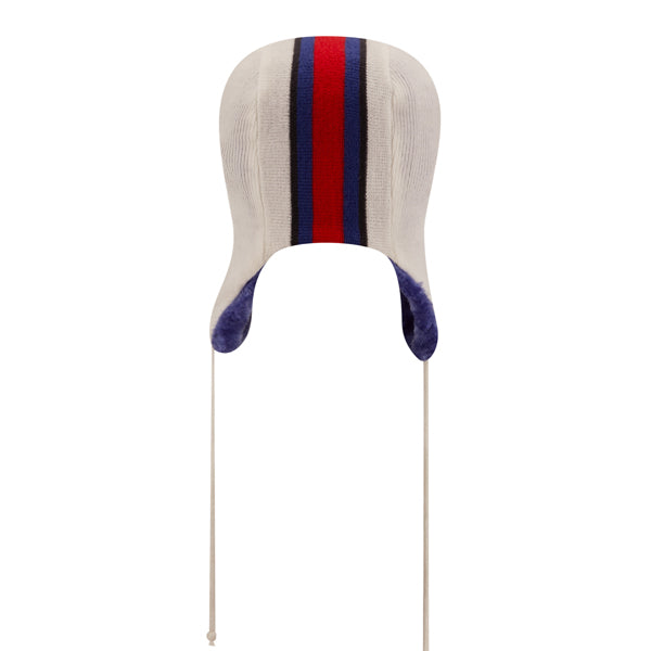 Buffalo Bills New Era NFL Helmet Head Trapper Knit Hat - White/Royal/Red