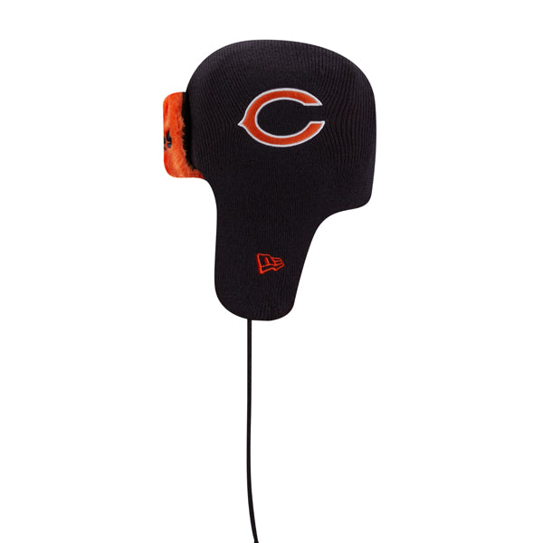 Chicago Bears New Era NFL Helmet Head Trapper Knit Hat - Navy/Orange