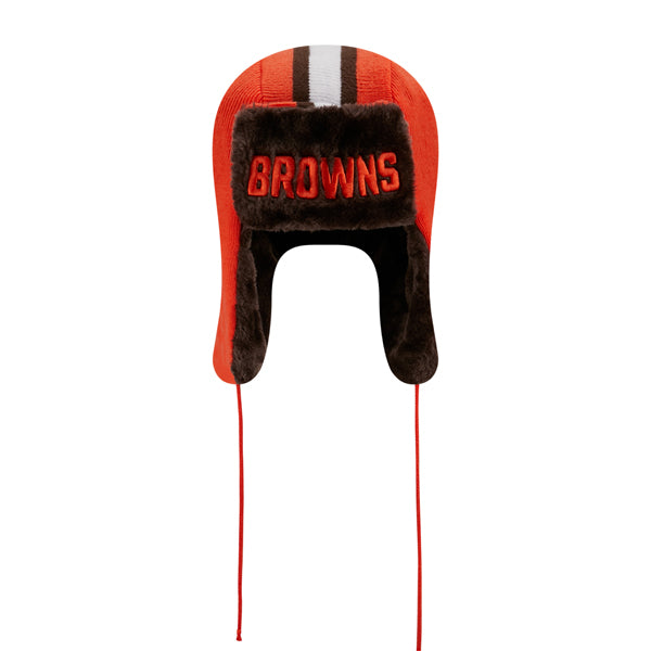 Cleveland Browns New Era NFL Helmet Head Trapper Knit Hat - Orange/Brown