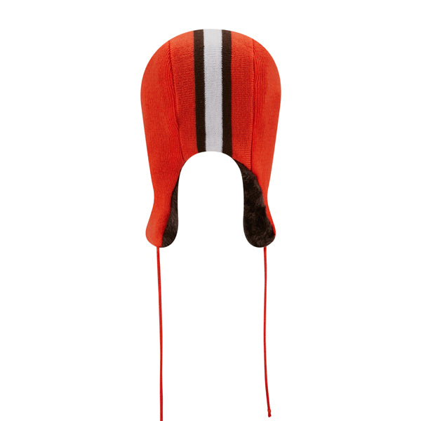 Cleveland Browns New Era NFL Helmet Head Trapper Knit Hat - Orange/Brown