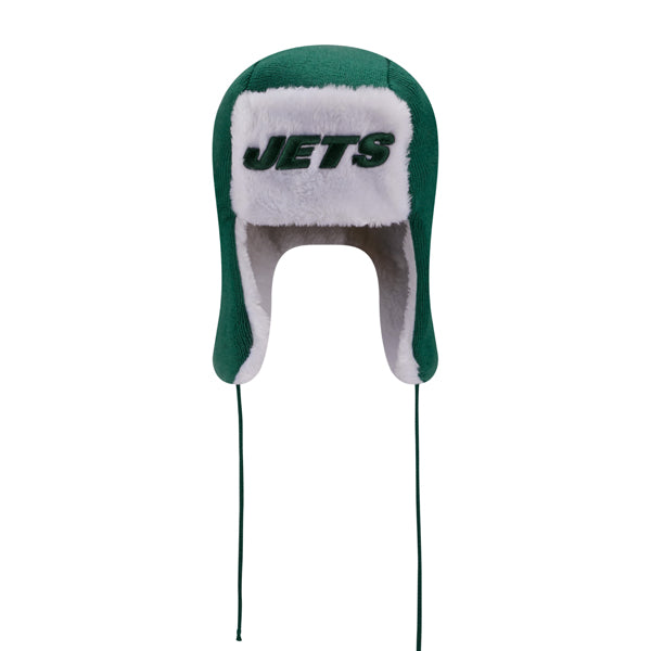 New York Jets New Era NFL Helmet Head Trapper Knit Hat - Green/White