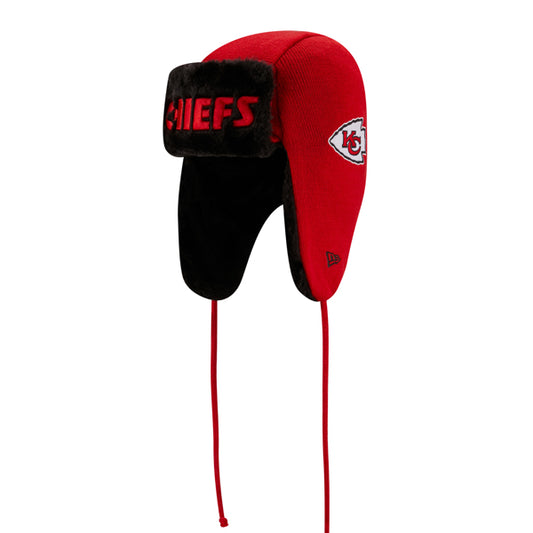 Kansas City Chiefs New Era NFL Helmet Head Trapper Knit Hat - Red/Black