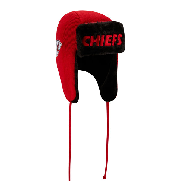 Kansas City Chiefs New Era NFL Helmet Head Trapper Knit Hat - Red/Black