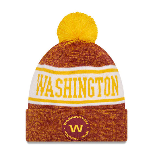 Washington Football Team New Era NFL Banner Cuffed Knit Hat with Pom - Burgundy/Gold