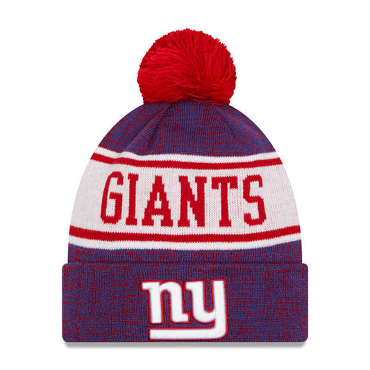 New York Giants New Era NFL Banner Cuffed Knit Hat with Pom - Blue/Red