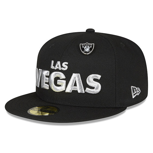 Las Vegas Raiders New Era SUPER PIN-HIT 59FIFTY Fitted Hat - Black/Silver