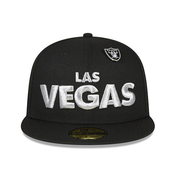 Las Vegas Raiders New Era SUPER PIN-HIT 59FIFTY Fitted Hat - Black/Silver