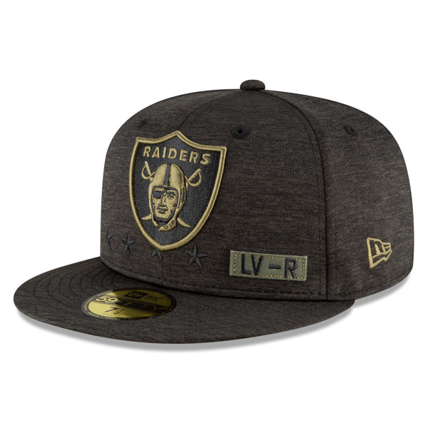 Las Vegas Raiders NFL New Era 2020 Salute to Service 59FIFTY Fitted Hat - Heather Black