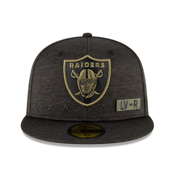 Las Vegas Raiders NFL New Era 2020 Salute to Service 59FIFTY Fitted Hat - Heather Black