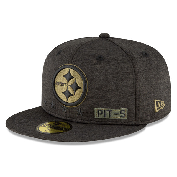 Pittsburgh Steelers NFL New Era 2020 Salute to Service 59FIFTY Fitted Hat - Heather Black