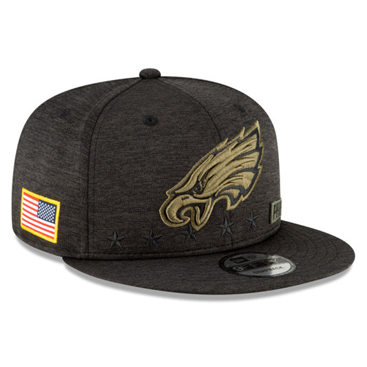 Philadelphia Eagles NFL 2020 Salute to Service 9FIFTY Snapback Hat - Heather Black