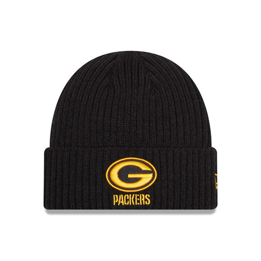 Green Bay Packers New Era NFL Core Classic Pop Cuffed Knit Hat - Black