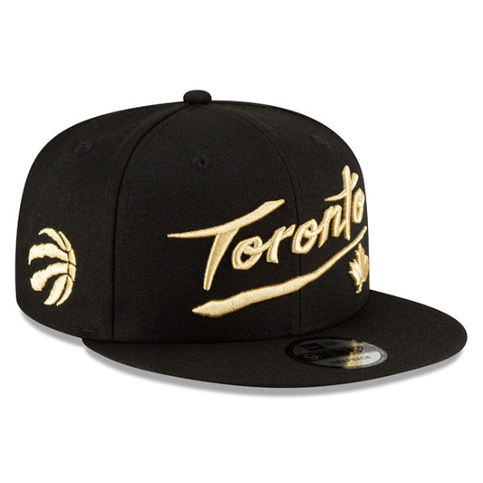 Toronto Raptors New Era 2021 City Edition Primary 9FIFTY Snapback Hat - Black/Gold