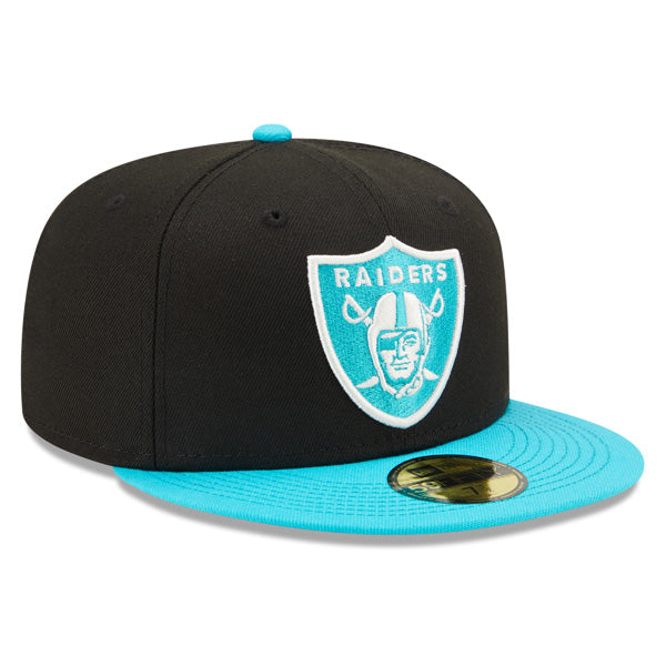 Las Vegas Raiders New Era AQUA BLUE HOOK Fitted 59Fifty NFL Hat