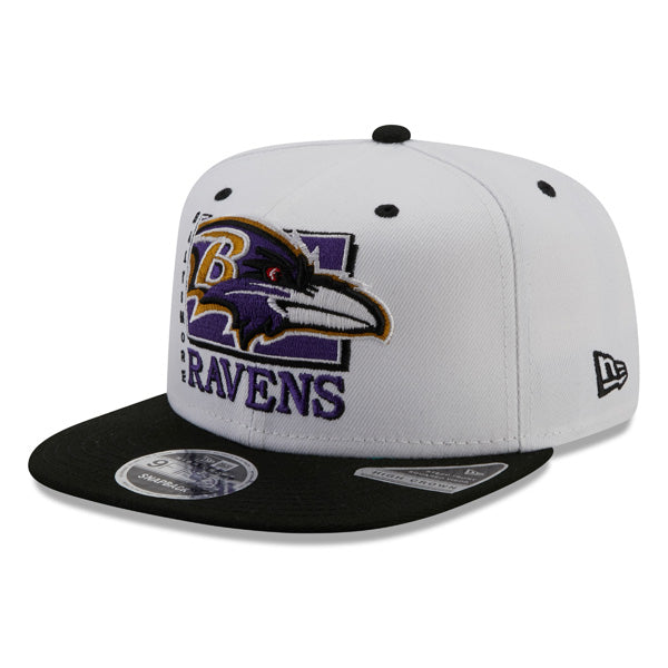 Baltimore Ravens New Era TEAM RETRO 9Fifty Snapback NFL Hat - White/Black/Purple