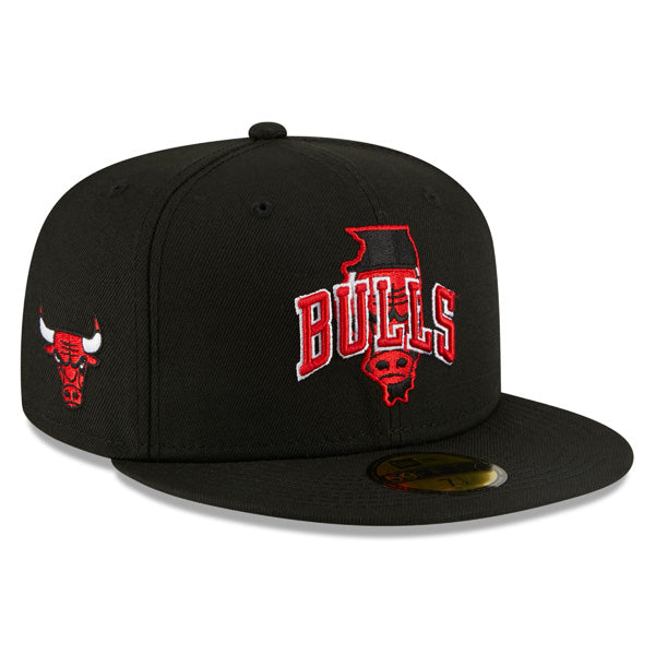 Chicago Bulls New Era LOCAL Fitted 59Fifty NBA Hat - Black/Red