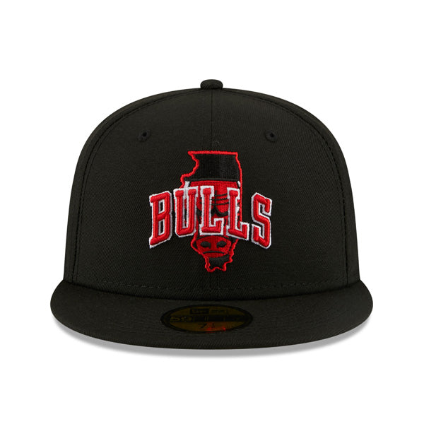 Chicago Bulls New Era LOCAL Fitted 59Fifty NBA Hat - Black/Red