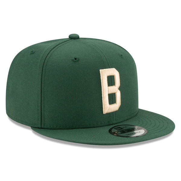 Milwaukee Bucks New Era LIGATURE 9Fifty Snapback Adjustable NBA Hat - Pine/Beige