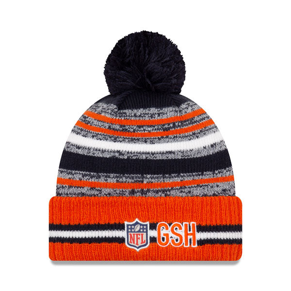 Chicago Bears New Era 2021 Official NFL Sideline Sport Pom Cuffed Knit Hat