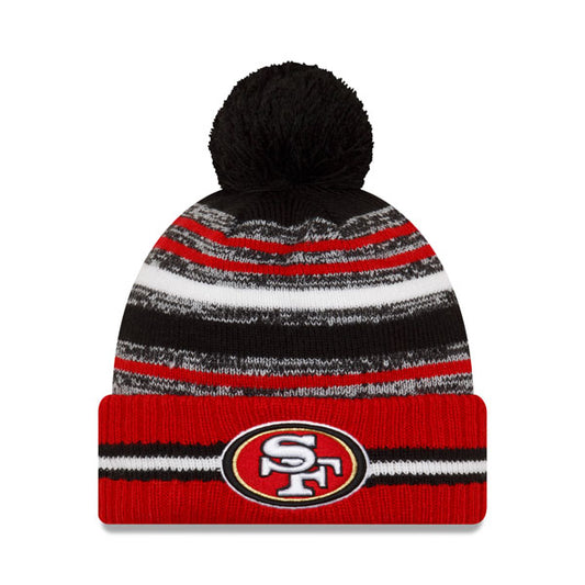 San Francisco 49ers New Era 2021 Official NFL Sideline Sport Pom Cuffed Knit Hat