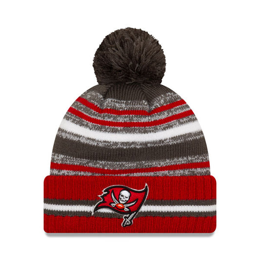 Tampa Bay Buccaneers New Era 2021 Official NFL Sideline Sport Pom Cuffed Knit Hat