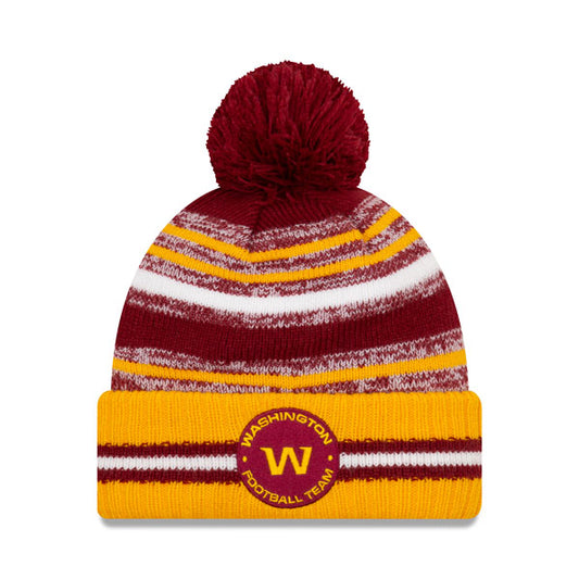 Washington Football Team New Era 2021 Official NFL Sideline Sport Pom Cuffed Knit Hat