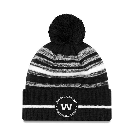 Washington Football Team New Era 2021 NFL Sideline Sport Pom Cuffed Knit Hat - Black