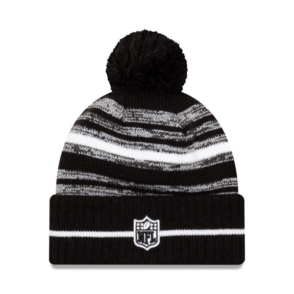 Washington Football Team New Era 2021 NFL Sideline Sport Pom Cuffed Knit Hat - Black