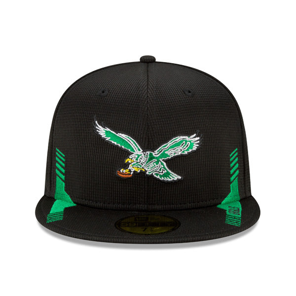 Philadelphia Eagles New Era 2021 NFL Official Sideline Throwback HOME 59Fifty Fitted Hat - Black/Green