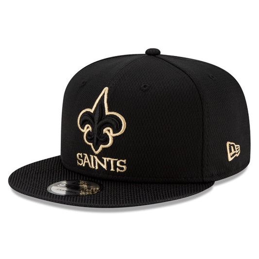 New Orleans Saints New Era 2021 NFL Sideline Road 9FIFTY Snapback Hat - Black/Gold