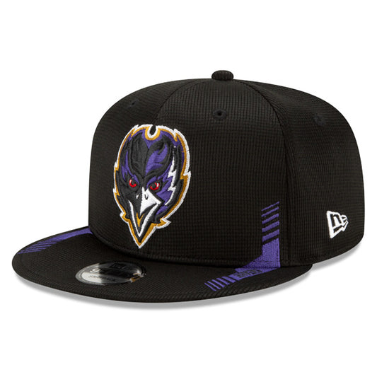 Baltimore Ravens New Era 2021 NFL Sideline HOME 9Fifty Snapback Hat - Black/Purple