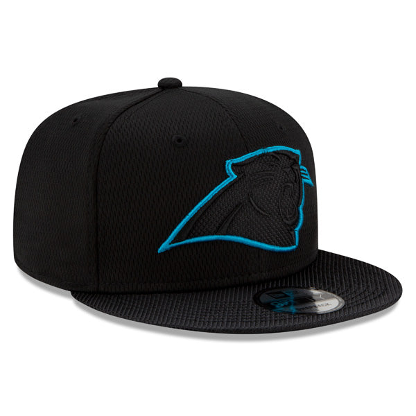 Carolina Panthers New Era 2021 NFL Sideline Road 9FIFTY Snapback Hat - Black/Panthers Blue