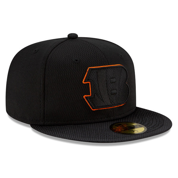 Cincinnati Bengals New Era 2021 NFL Official Sideline ROAD 59FIFTY Fitted Hat - Black/Orange