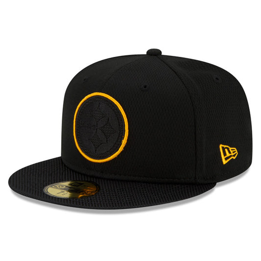 Pittsburgh Steelers New Era 2021 NFL Official Sideline ROAD 59FIFTY Fitted Hat - Black/Yellow
