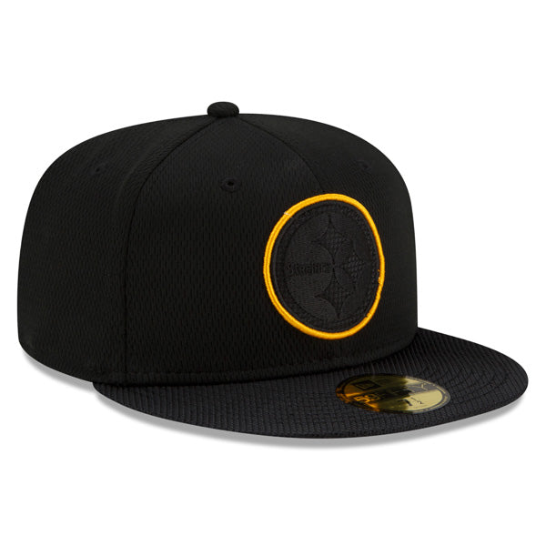 Pittsburgh Steelers New Era 2021 NFL Official Sideline ROAD 59FIFTY Fitted Hat - Black/Yellow