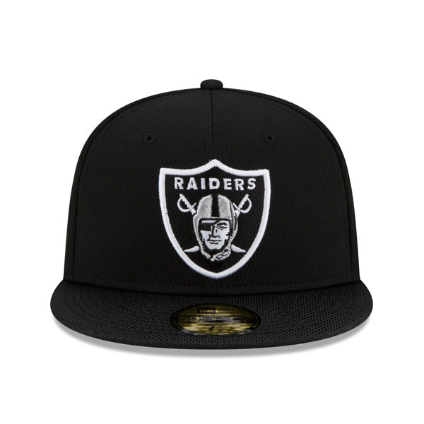 Oakland Raiders New Era 2021 NFL Official Sideline ROAD 59FIFTY Fitted Hat - Black/Silver