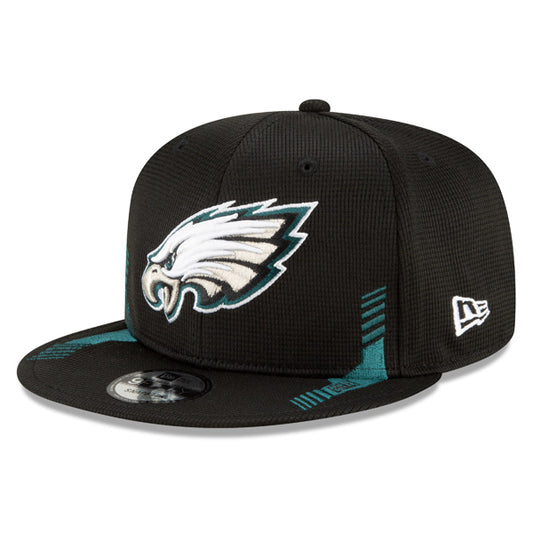 Philadelphia Eagles New Era 2021 NFL Sideline Throwback HOME 9Fifty Snapback Hat - Black/Green