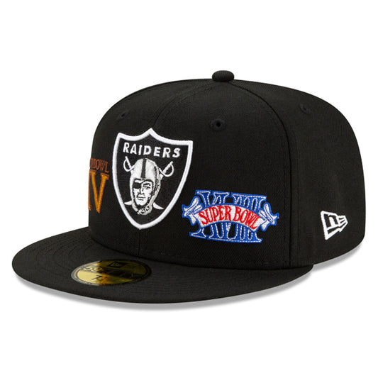 Oakland Raiders NFL New Era CHAMPIONS CURSIVE SERIES 59Fifty Fitted Hat - Black