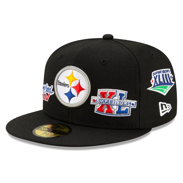 Pittsburgh Steelers NFL New Era CHAMPIONS CURSIVE SERIES 59Fifty Fitted Hat - Black