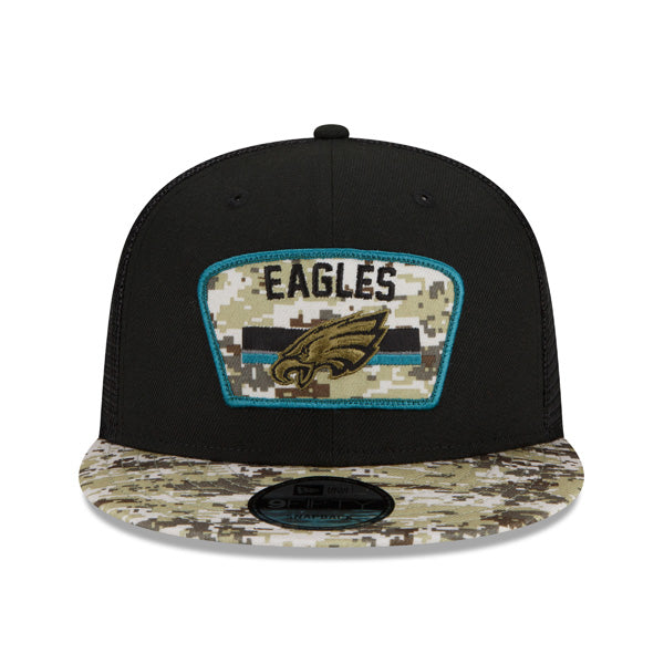 Philadelphia Eagles NFL 2021 Salute to Service 9FIFTY Snapback Hat - Black/Camo