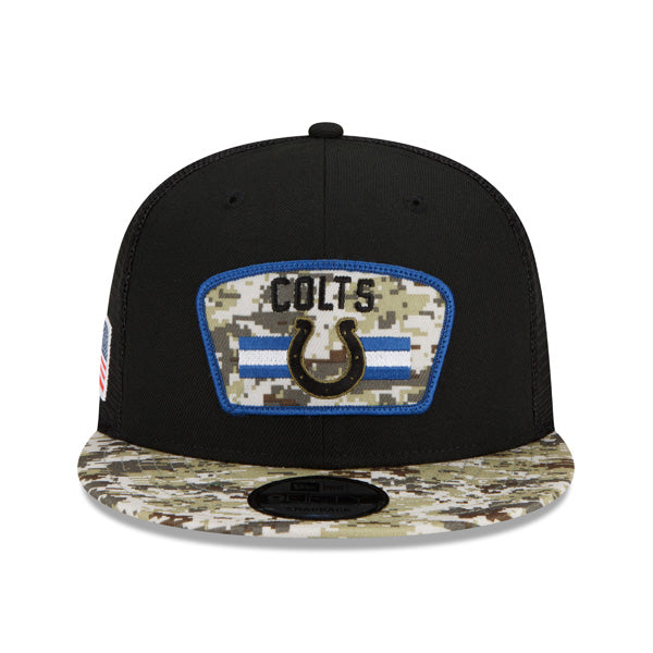 Indianapolis Colts NFL 2021 Salute to Service 9FIFTY Snapback Hat - Black/Camo