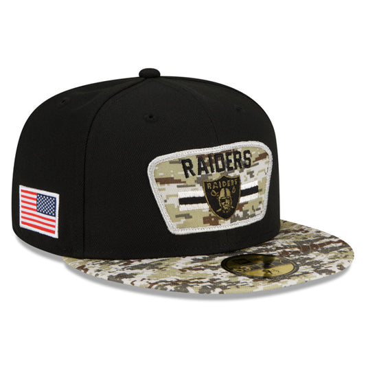 Las Vegas Raiders New Era 2021 Salute To Service 59FIFTY Fitted Hat - Black/Camo