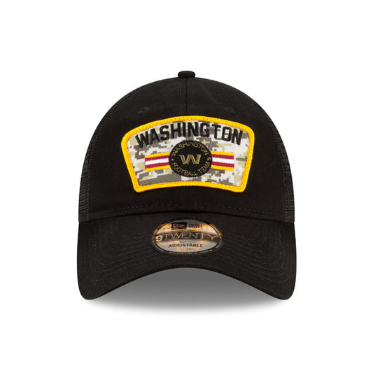 Washington Football Team New Era 2021 Salute To Service Trucker 9TWENTY Adjustable Hat - Black