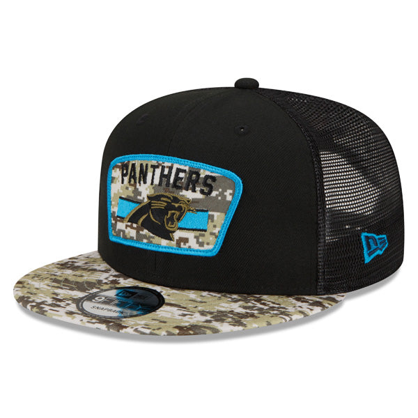 Carolina Panthers NFL 2021 Salute to Service 9FIFTY Snapback Hat - Black/Camo