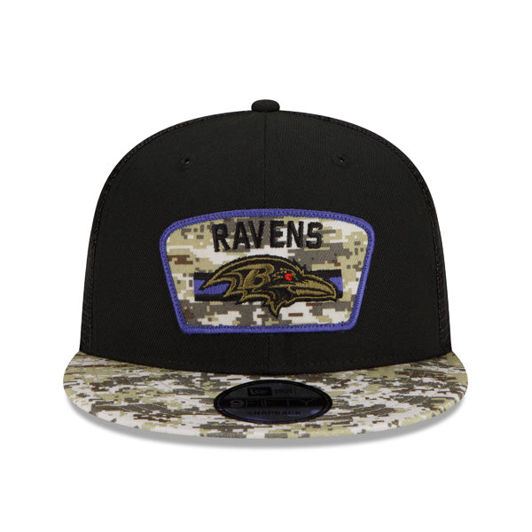 Baltimore Ravens NFL 2021 Salute to Service 9FIFTY Snapback Hat - Black/Camo