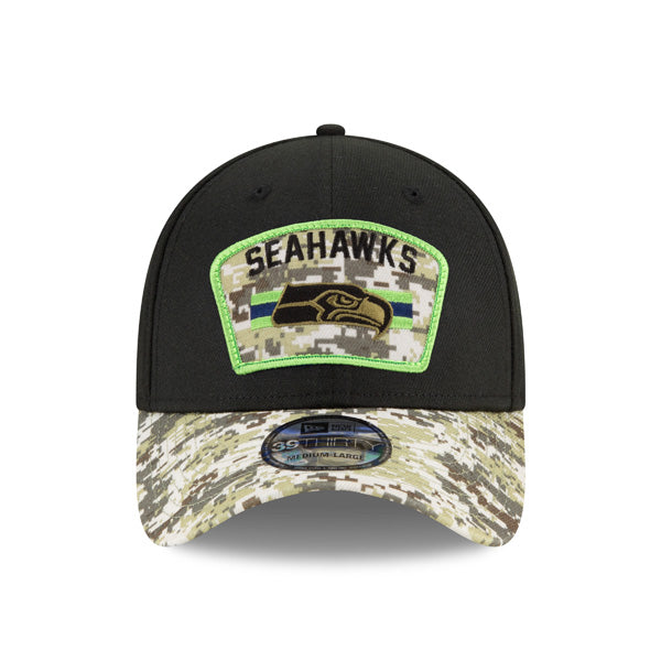 Seattle Seahawks New Era 2021 Salute To Service 39THIRTY Flex Hat - Black/Camo